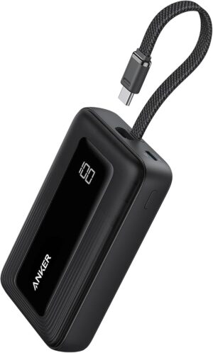 باور بانك Anker Zolo سعة 10000mAh بقوة 30W بكابل USB-C مدمج – أسود