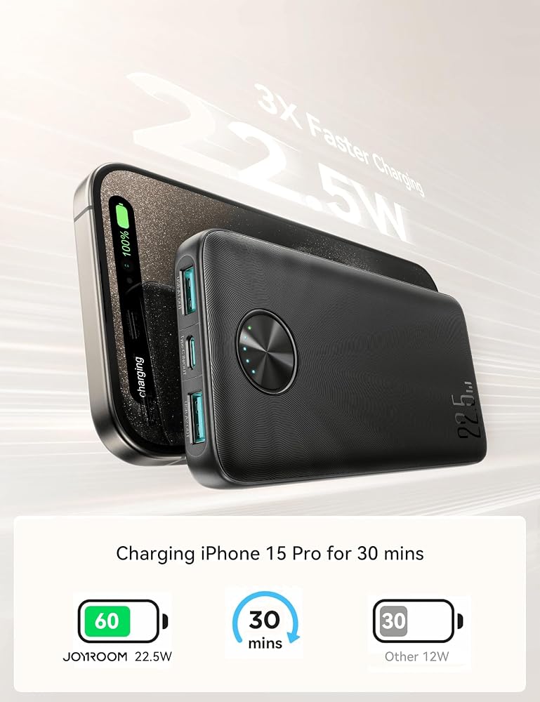 باور بانك Joyroom JR-PBF15 سعة 10000mAh شحن سريع 22.5W – أسود 2