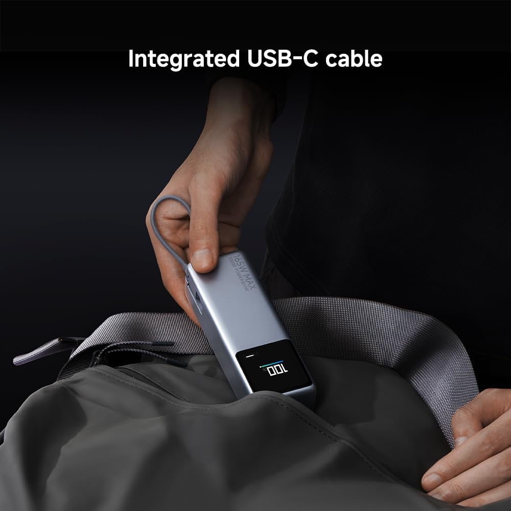 باور بانك Xiaomi سعة 10000mAh بقوة 165W بكابل USB-C مدمج 2