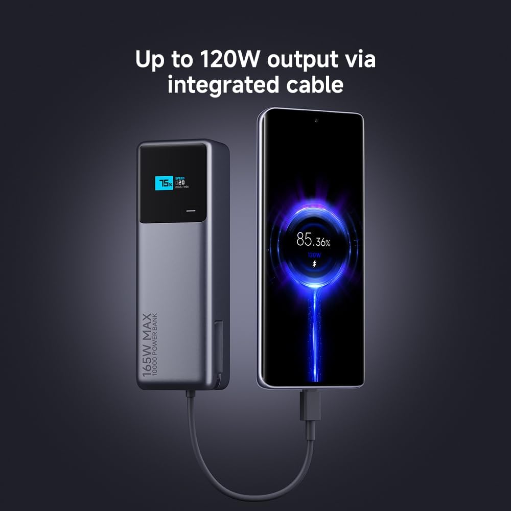 باور بانك Xiaomi سعة 10000mAh بقوة 165W بكابل USB-C مدمج 3