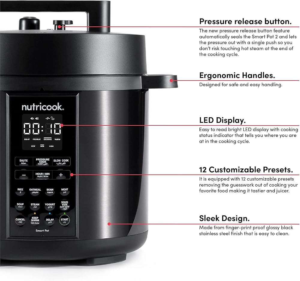 حلة ضغط كهربائية ذكية Nutricook Smart Pot 2 سعة 6 لتر 9 في 1 2