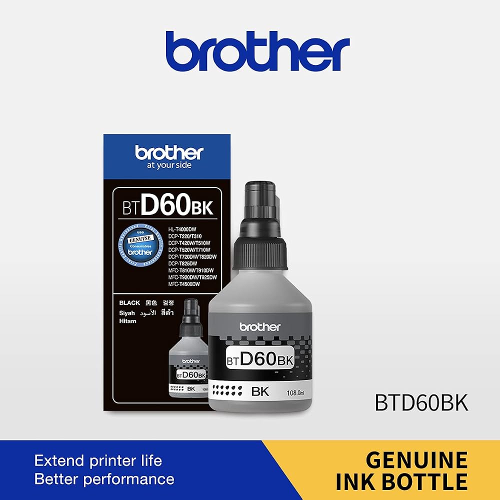 زجاجة حبر أسود أصلية Brother BTD60BK سعة 108 مل 2