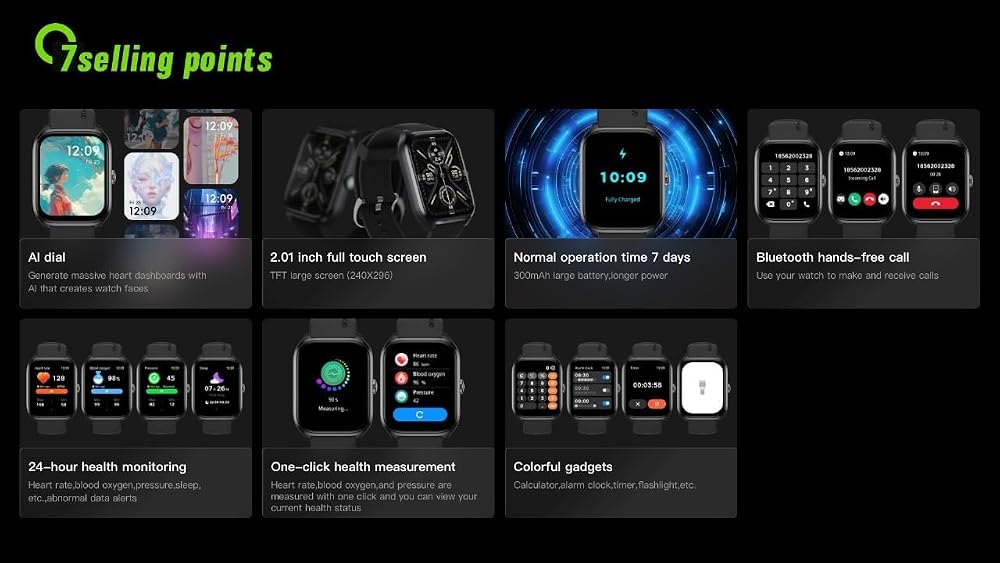 ساعة ذكية Oraimo Watch 5 Lite OSW-804 بشاشة 2.01 بوصة ومكالمات – أسود 5