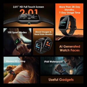 ساعة ذكية Oraimo Watch 5 Lite OSW-804 بشاشة 2.01 بوصة ومكالمات – أسود 2