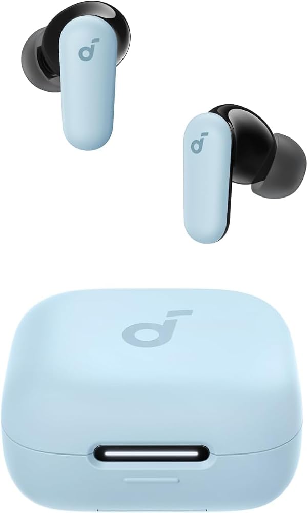 سماعة Anker Soundcore P30i بعزل ضوضاء وعلبة حامل موبايل – أزرق