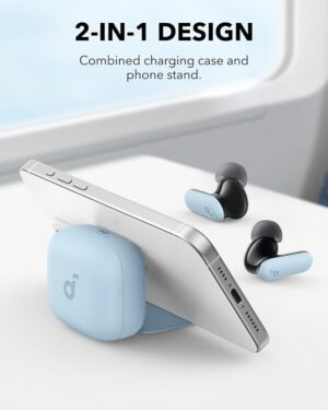 سماعة Anker Soundcore P30i بعزل ضوضاء وعلبة حامل موبايل – أزرق 2