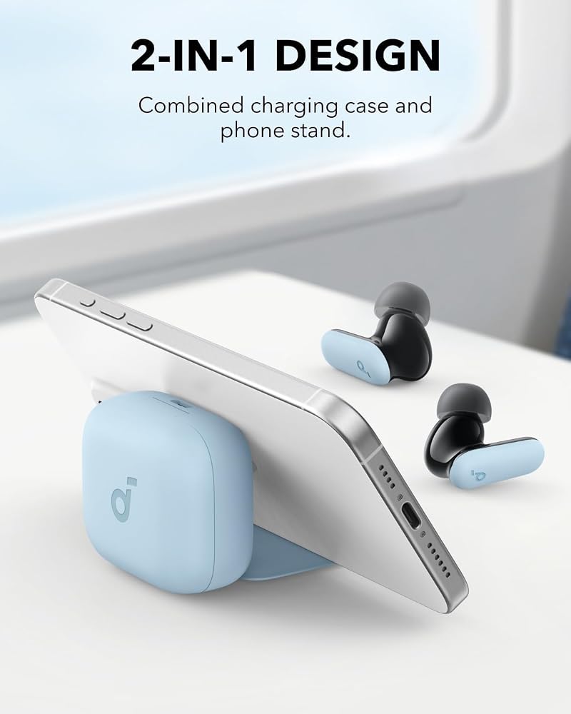 سماعة Anker Soundcore P30i بعزل ضوضاء وعلبة حامل موبايل – أزرق 2