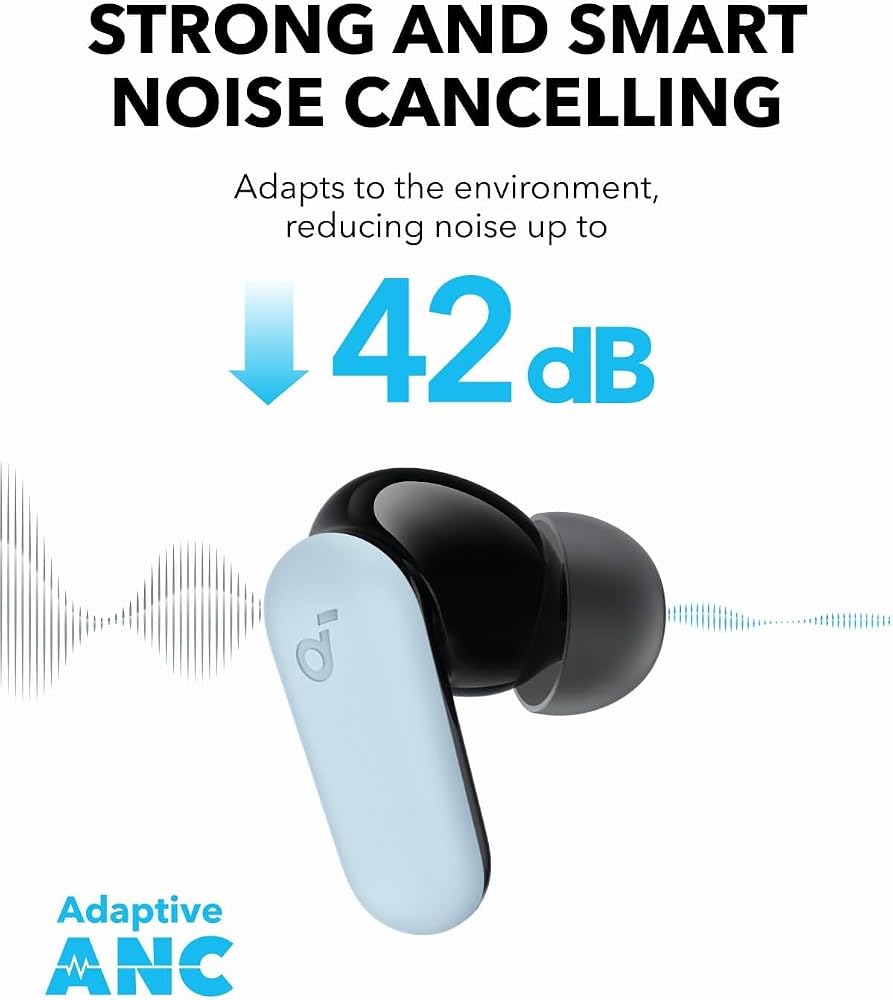 سماعة Anker Soundcore P30i بعزل ضوضاء وعلبة حامل موبايل – أزرق 3