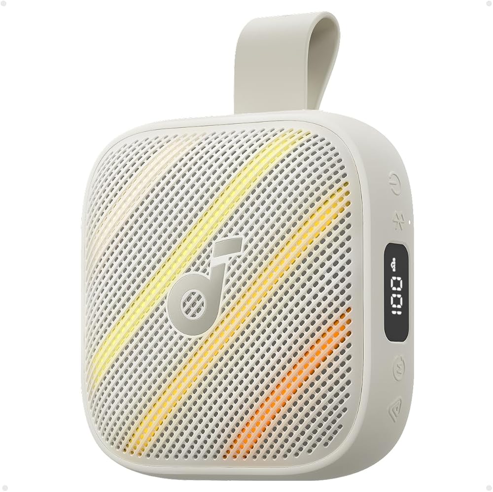 سماعة بلوتوث Soundcore Boom Go 3i بإضاءة مقاومة للماء – أبيض
