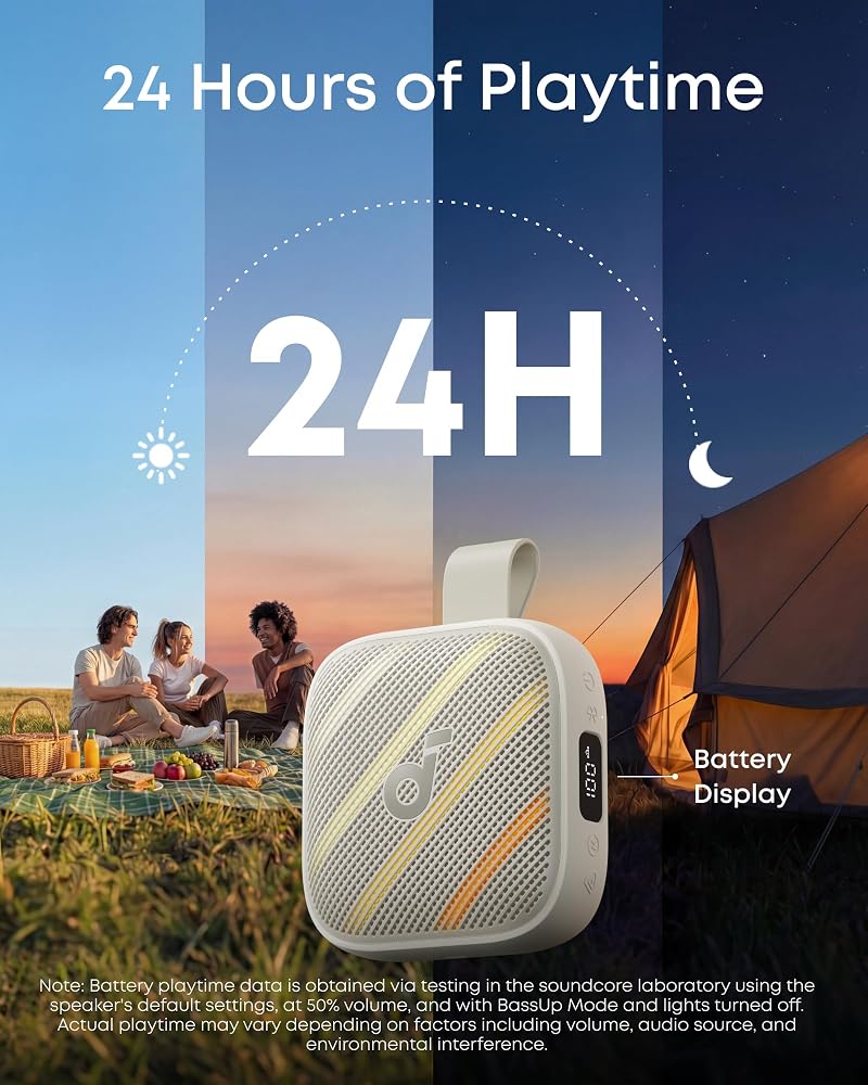 سماعة بلوتوث Soundcore Boom Go 3i بإضاءة مقاومة للماء – أبيض 4