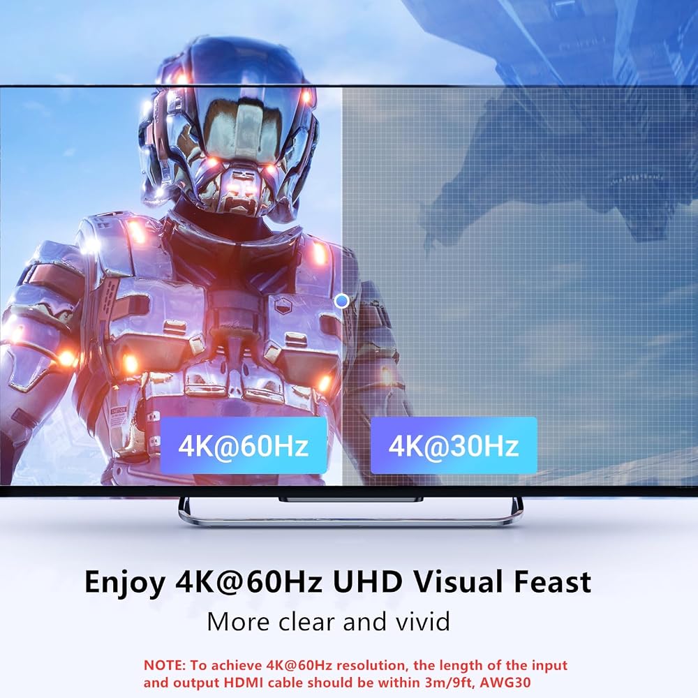 سويتش HDMI بخمسة مداخل وريموت UGREEN 90512 بدقة 4K@60Hz 3