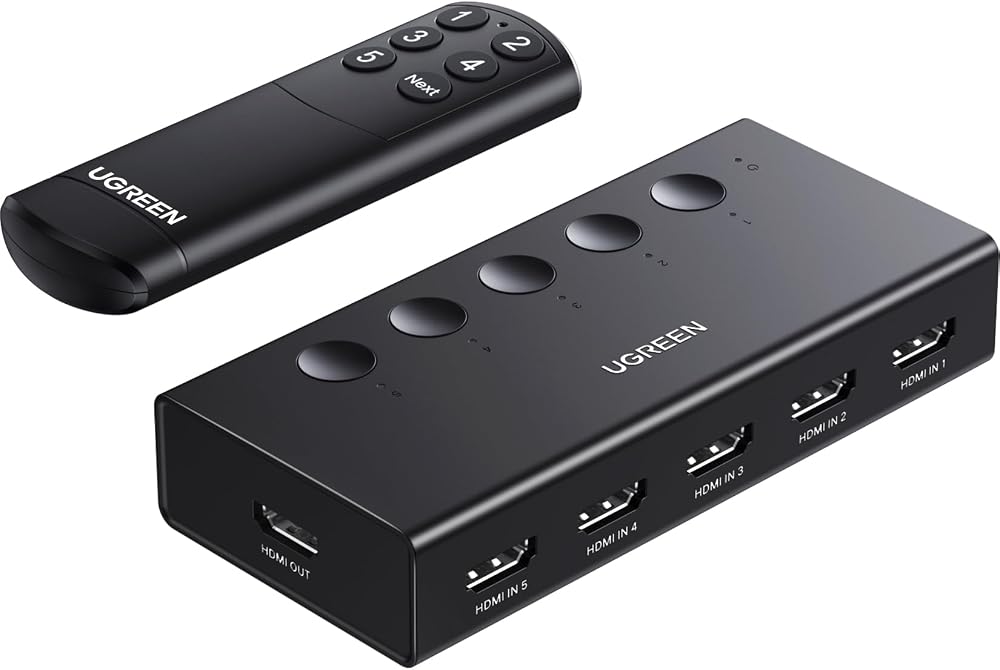 سويتش HDMI بخمسة مداخل وريموت UGREEN 90512 بدقة 4K@60Hz