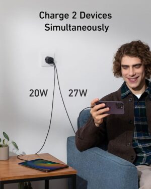 شاحن Anker 523 Nano 3 بقوة 47W بمنفذين USB-C – أسود 2