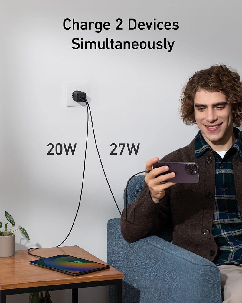 شاحن Anker 523 Nano 3 بقوة 47W بمنفذين USB-C – أسود 2