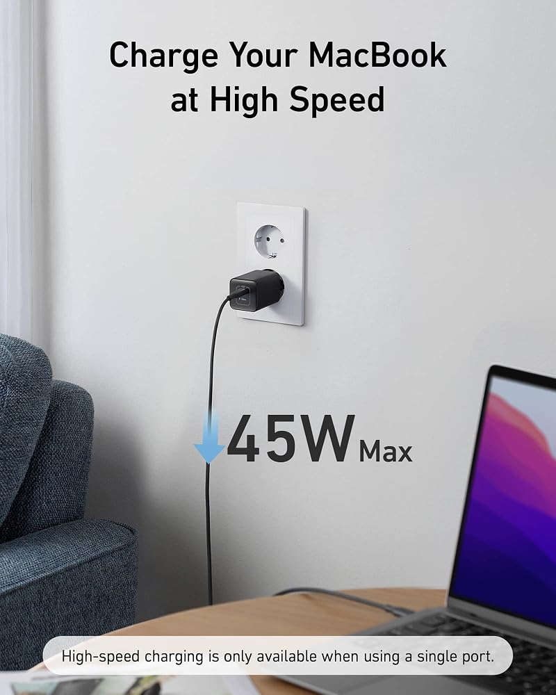 شاحن Anker 523 Nano 3 بقوة 47W بمنفذين USB-C – أسود 3