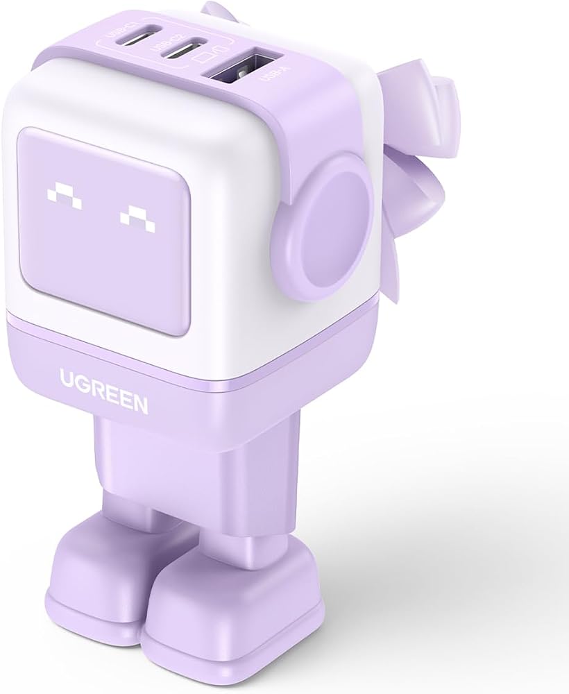 شاحن UGREEN Nexode RobotGaN بقوة 65W بثلاثة منافذ للابتوب والموبايل
