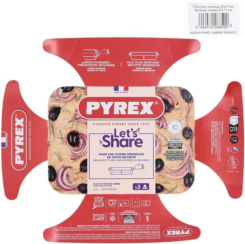 صينية فرن Pyrex Optimum زجاج مستطيلة 28 سم 3