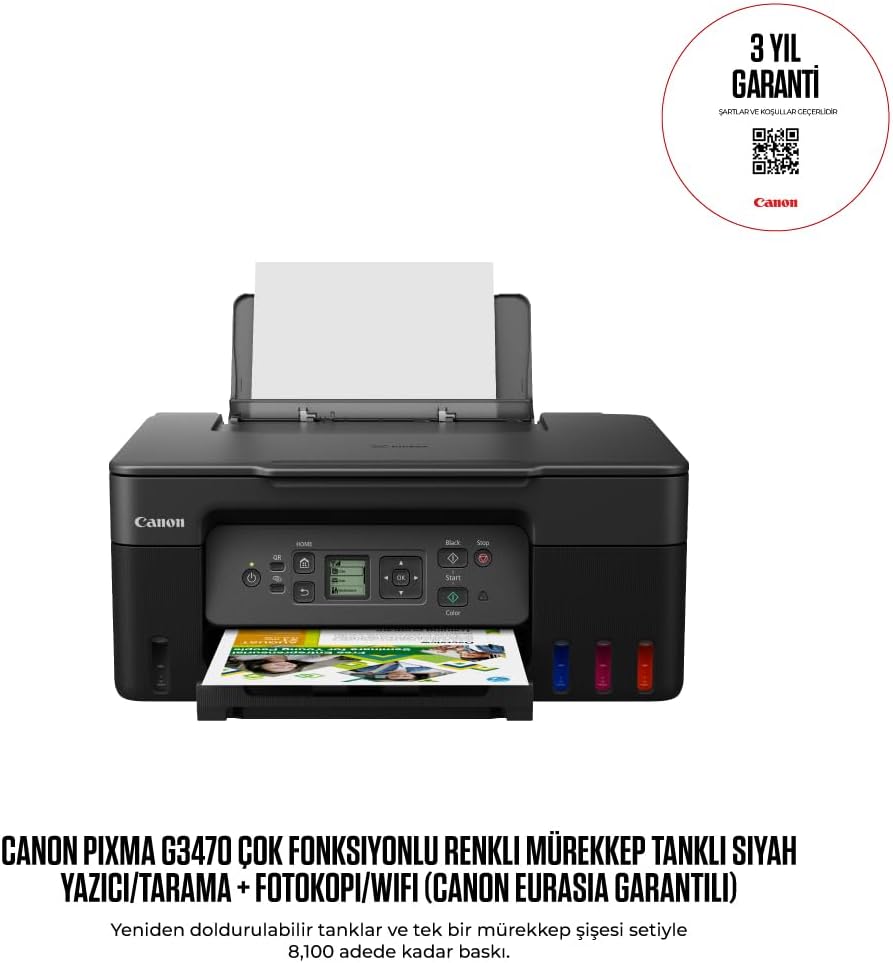 طابعة Canon PIXMA G3470 لاسلكية بخزانات حبر 3 في 1 5
