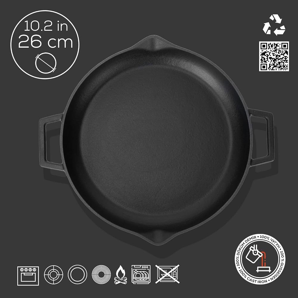 طاسة حديد زهر LAVA Eco مقاس 26 سم بيد من الحديد الزهر 5
