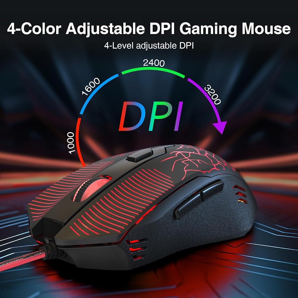 طقم جيمنج Redragon S107 – كيبورد RGB وماوس 3200 DPI وماوس باد 5