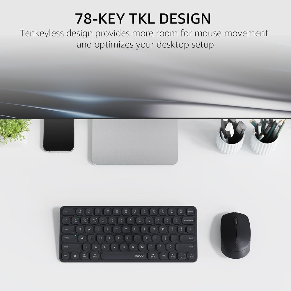 طقم كيبورد وماوس لاسلكي Rapoo 9010M متعدد الأجهزة – بلوتوث و2.4GHz – أسود 3