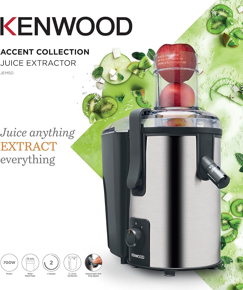 عصارة فواكه وخضار Kenwood JEM50 بقدرة 700 وات وفتحة تغذية 75 مم 2