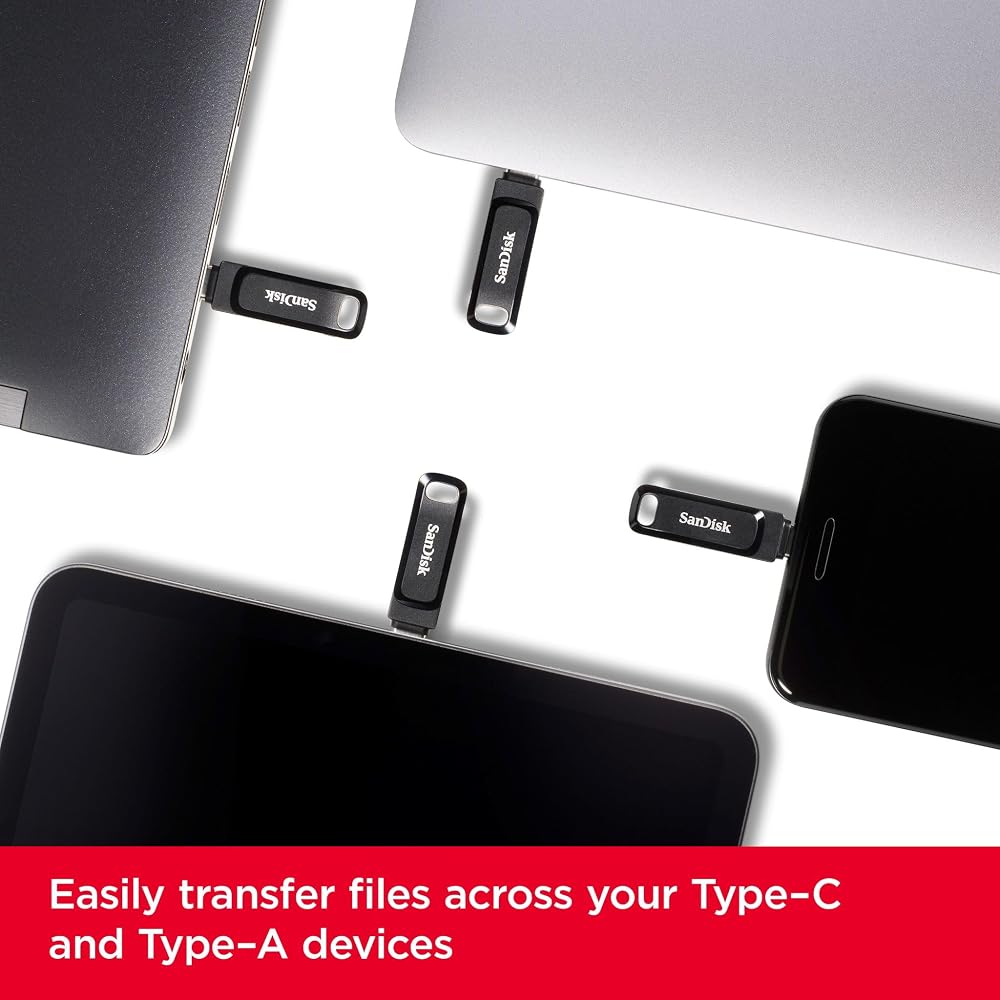 فلاشة SanDisk Ultra Dual Drive Go سعة 128GB بمنفذي USB-C وUSB-A – أسود 2