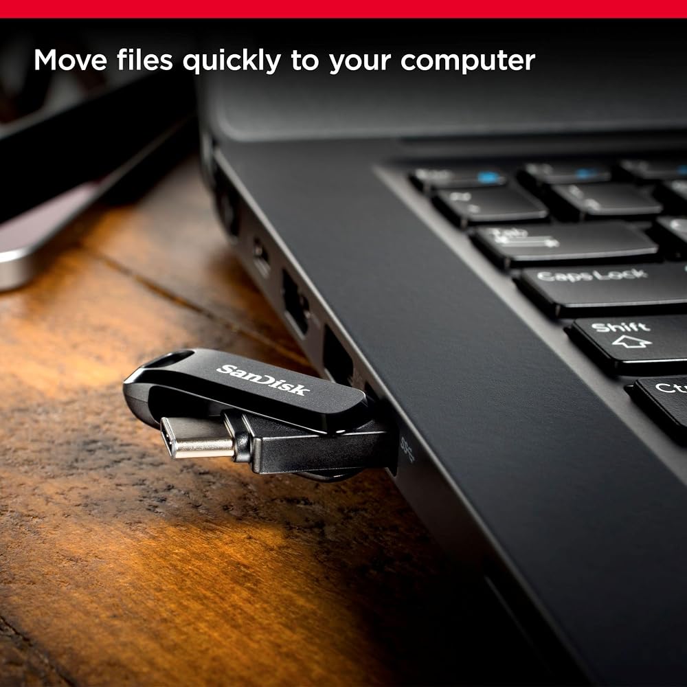 فلاشة SanDisk Ultra Dual Drive Go سعة 128GB بمنفذي USB-C وUSB-A – أسود 3
