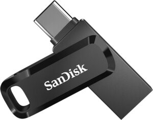 فلاشة SanDisk Ultra Dual Drive Go سعة 128GB بمنفذي USB-C وUSB-A – أسود