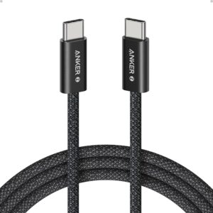 كابل Anker Zolo مضفر USB-C إلى USB-C بقوة 240W طول 1.8 متر – أسود