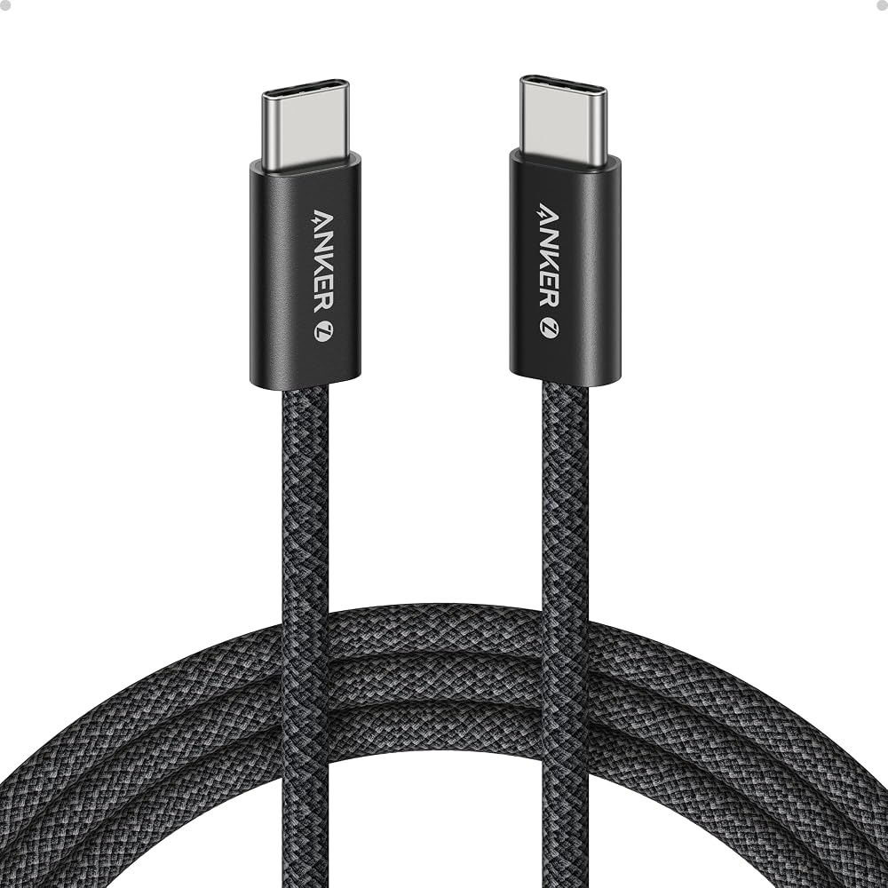 كابل Anker Zolo مضفر USB-C إلى USB-C بقوة 240W طول 1.8 متر – أسود