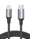 كابل UGREEN مضفر USB-C إلى Lightning معتمد MFi طول 2 متر – أسود