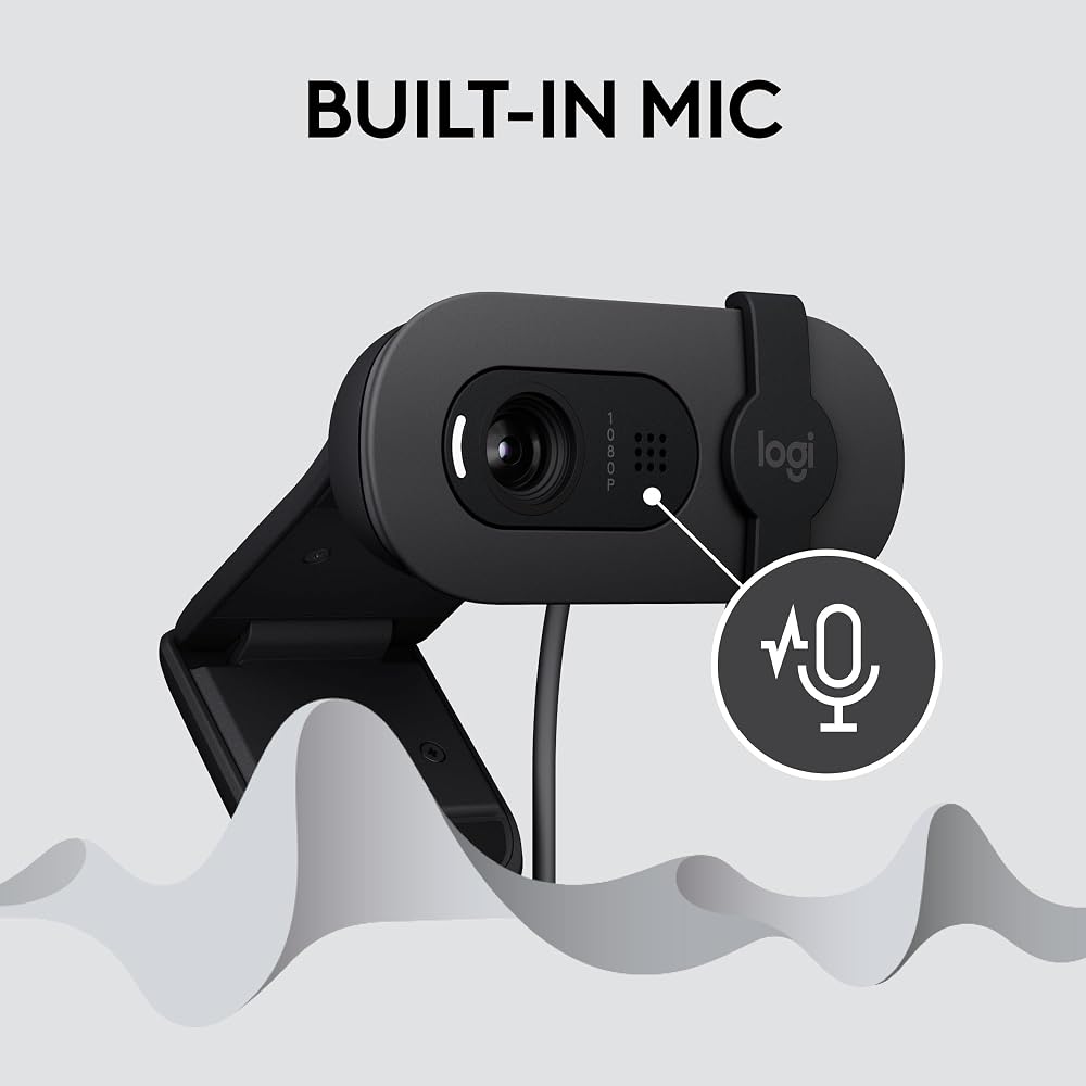 كاميرا ويب Logitech Brio 100 بدقة Full HD 1080p – جرافيت 5