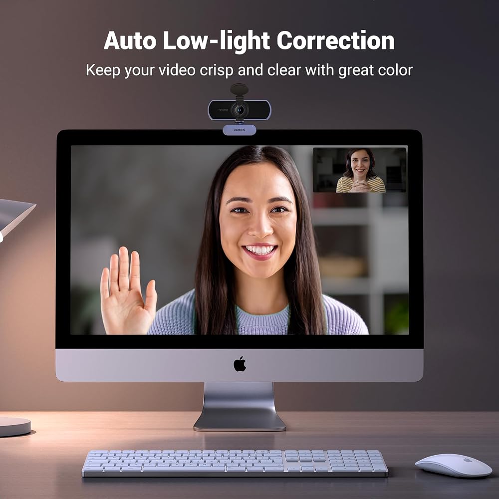 كاميرا ويب UGREEN بدقة Full HD 1080p بميكروفونين مدمجين – رمادي 3