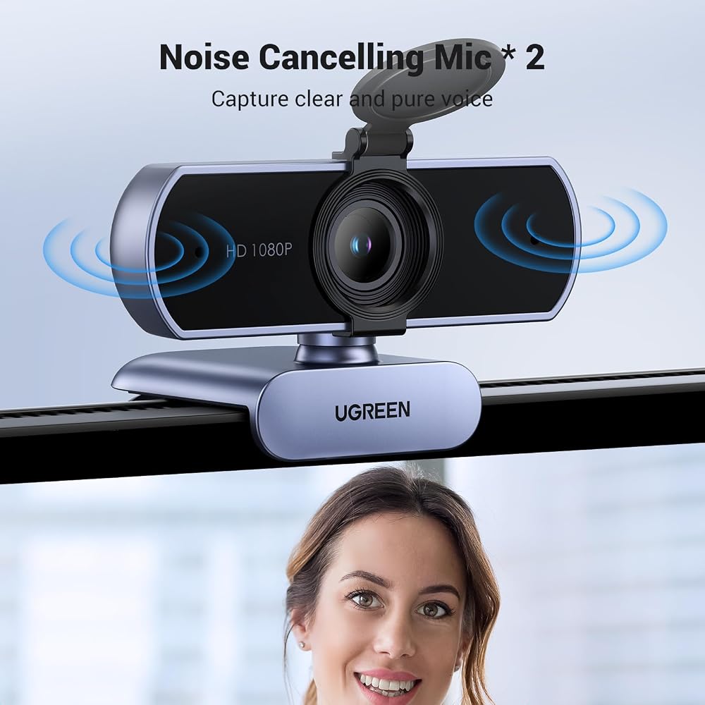 كاميرا ويب UGREEN بدقة Full HD 1080p بميكروفونين مدمجين – رمادي 4
