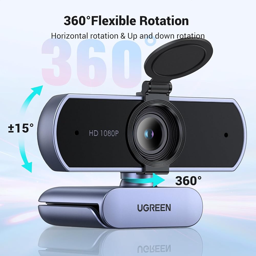 كاميرا ويب UGREEN بدقة Full HD 1080p بميكروفونين مدمجين – رمادي 5