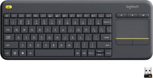 كيبورد تلفزيون لاسلكي بتاتش باد Logitech K400 Plus – أسود