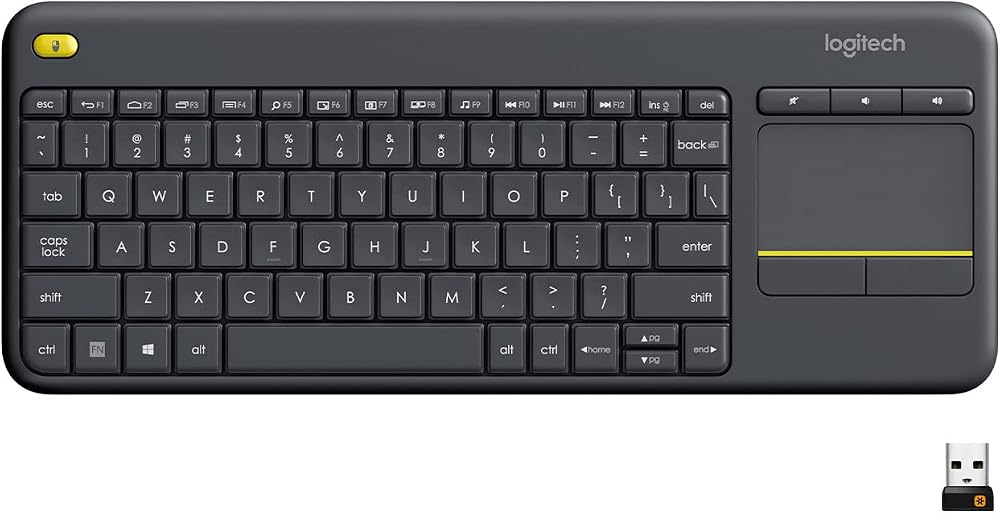 كيبورد تلفزيون لاسلكي بتاتش باد Logitech K400 Plus – أسود