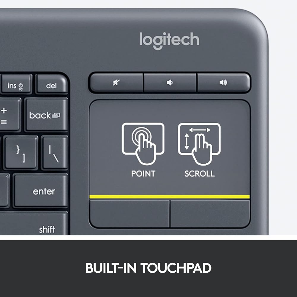 كيبورد تلفزيون لاسلكي بتاتش باد Logitech K400 Plus – أسود 4