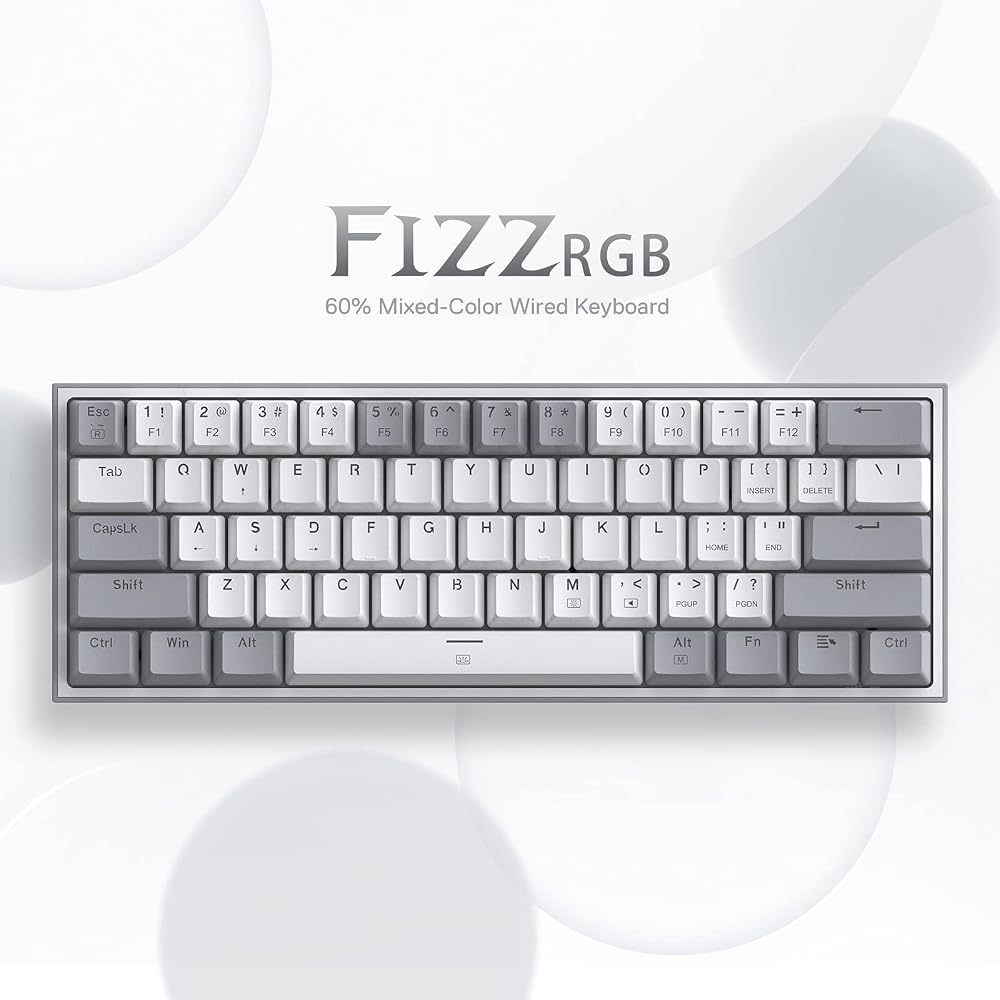 كيبورد جيمنج ميكانيكي 60% Redragon K617 Fizz – رمادي 2