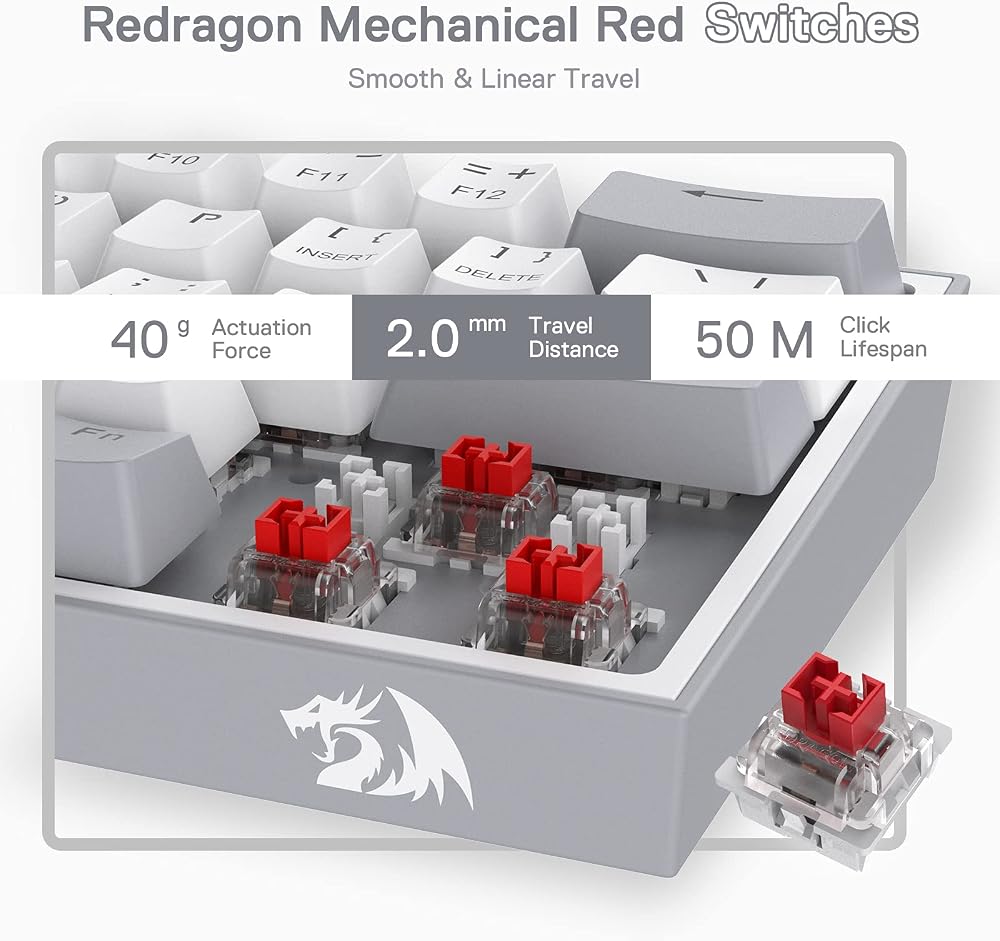 كيبورد جيمنج ميكانيكي 60% Redragon K617 Fizz – رمادي 5