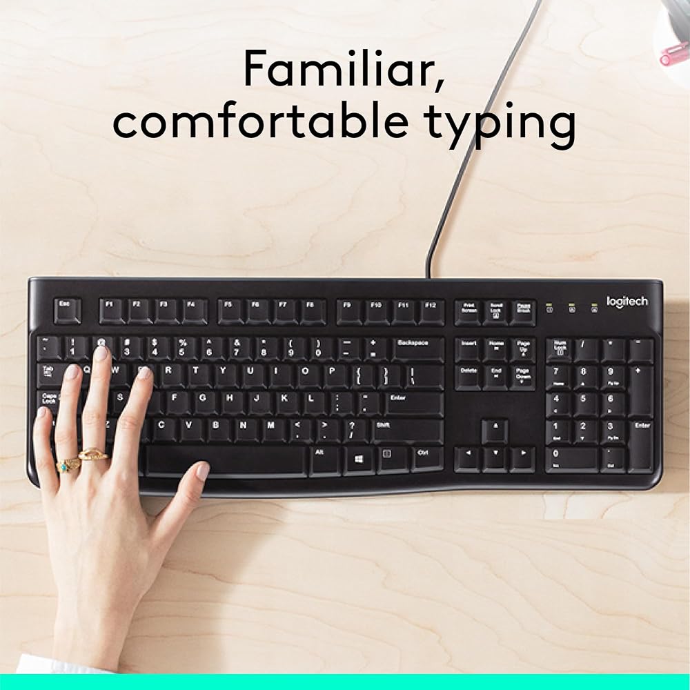 كيبورد سلكي Logitech K120 للمكتب والمنزل – أسود 2