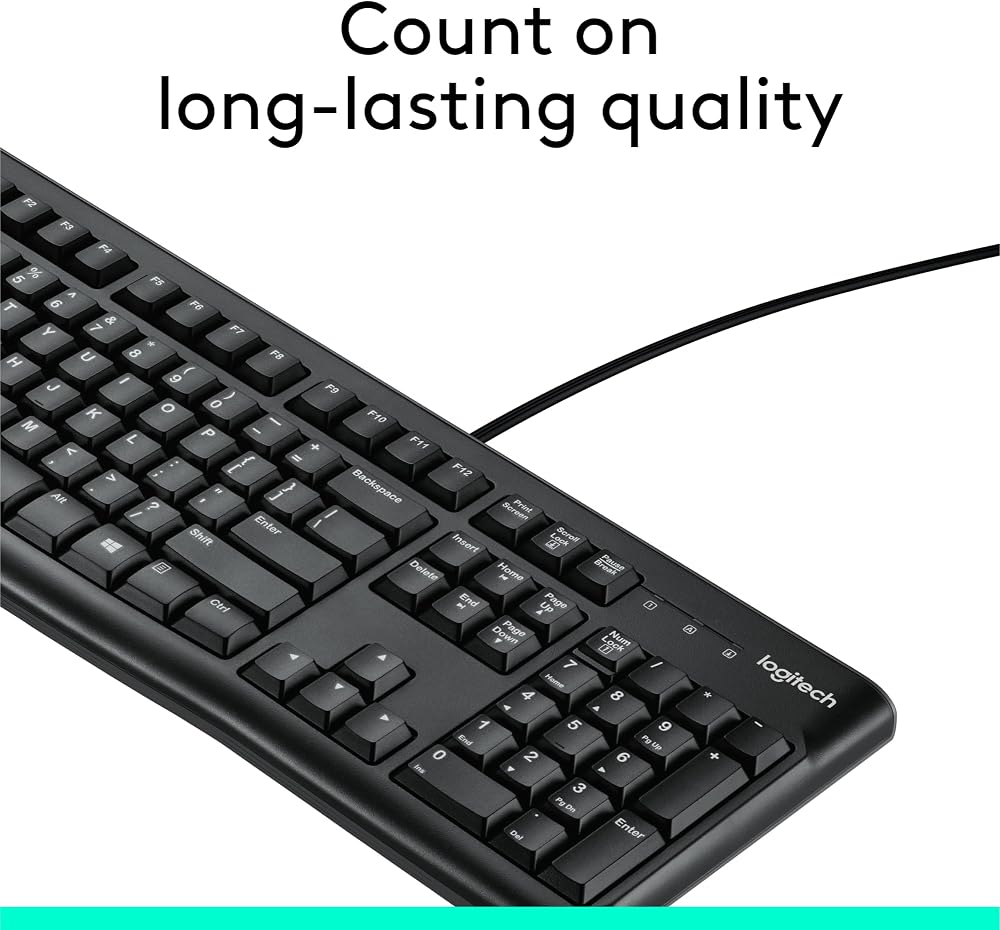 كيبورد سلكي Logitech K120 للمكتب والمنزل – أسود 3