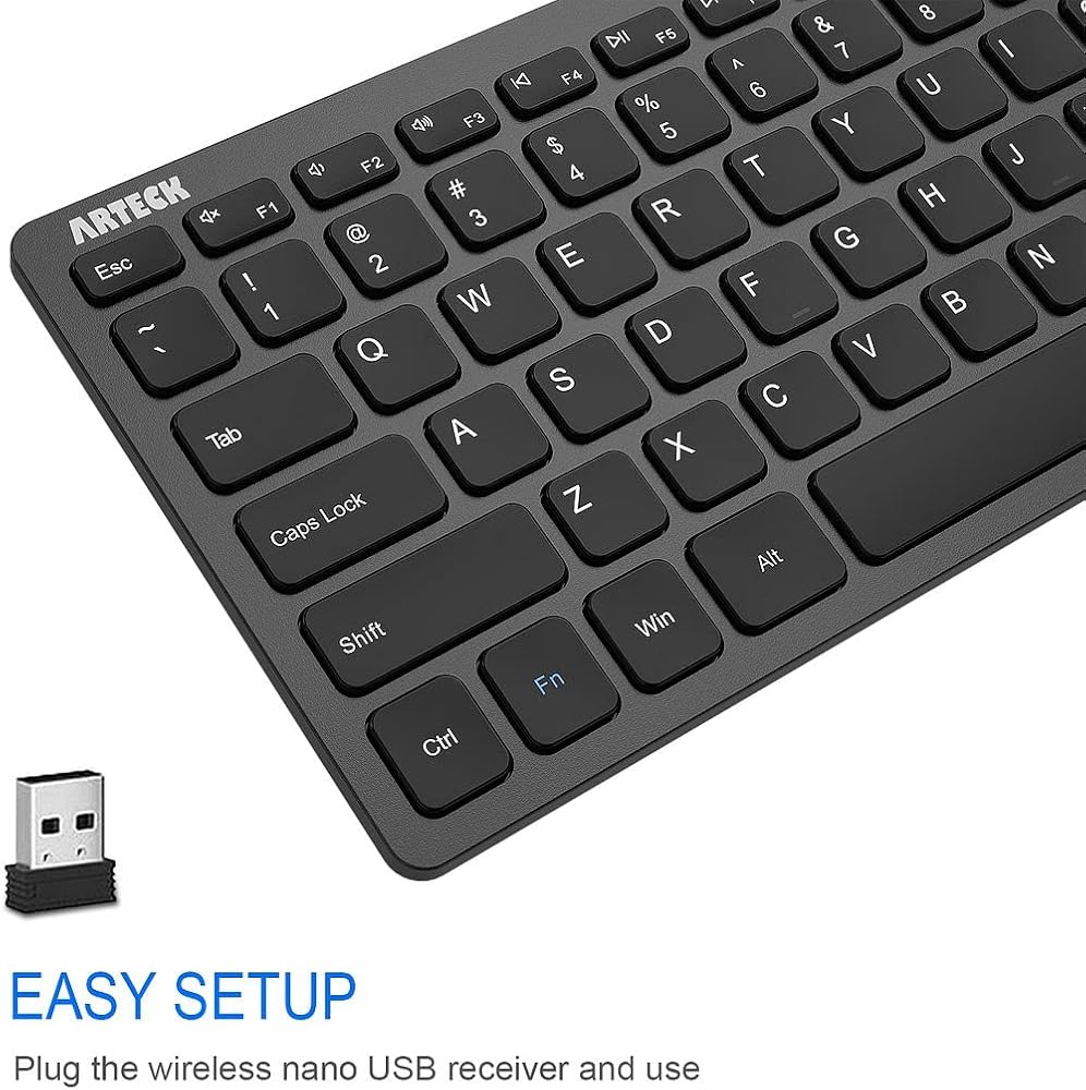 كيبورد لاسلكي نحيف Arteck HW098 بمستقبل USB – أسود 2