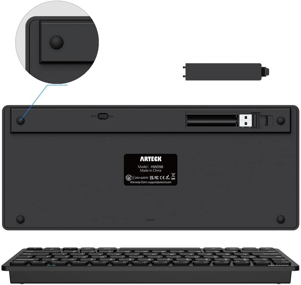 كيبورد لاسلكي نحيف Arteck HW098 بمستقبل USB – أسود 5