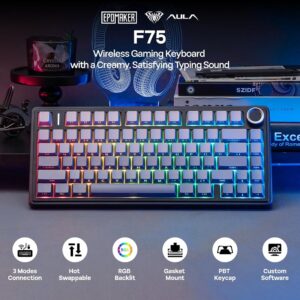 كيبورد ميكانيكي لاسلكي EPOMAKER AULA F75 بثلاث طرق اتصال – أسود متدرج 2