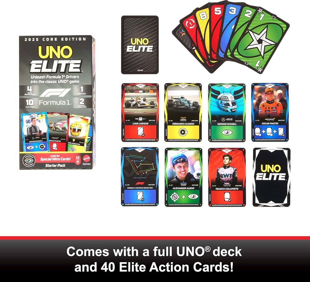 لعبة أونو إيليت فورمولا 1 UNO Elite Formula 1 2025 من Mattel 3