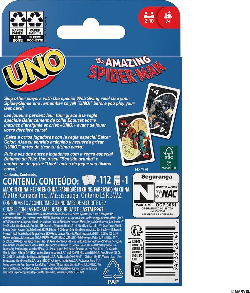 لعبة أونو سبايدر مان UNO The Amazing Spider-Man من Mattel Games 4