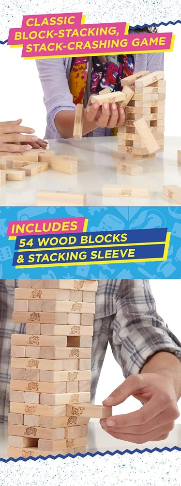 لعبة جينجا كلاسيك Jenga Classic من Hasbro Gaming - 54 قطعة خشب 5