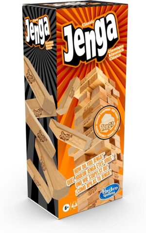 لعبة جينجا كلاسيك Jenga Classic من Hasbro Gaming - 54 قطعة خشب